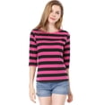 thumbnail image 2 of INSPIRE CHIC T-Shirt Décontracté Imprimé pour Femmes à Manches au Coude et Col Rond, 2 of 7