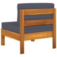 thumbnail image 3 of vidaXL Middle Sofa with Dark Grey Cushions Solid Acacia Wood, 3 of 4
