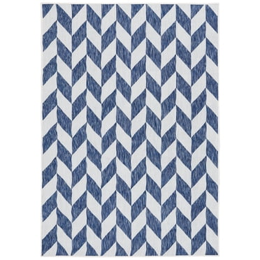 Sunnydaze Geometric Affinity Outdoor Patio Area Rug in Steel Blue - 5 ft. x 7 ft.
