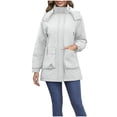 thumbnail image 3 of Sentmoon Womens Coats Winter Plus Size Hooded Neck Long Sleeve Waterproof Jackets for Women Zipper Solid Color Windproof Windbreaker with Pockets Fall and Winter Comfy for Running and Hiking, 3 of 9