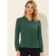 thumbnail image 2 of INSPIRE CHIC Blouse de Travail en Chiffon Unie à Manches Longues pour Femme TP Vert Foncé, 2 of 5