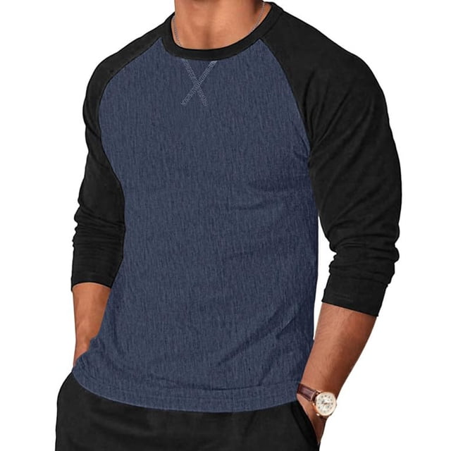 Tauxra Active Wear Long Sleeve Shirt for Men, Slim Fit Performance Top with Color Block Design, Breathable Workout and Casual Wear for Men
