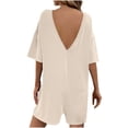 thumbnail image 4 of Yanlir 2025 Spring Summer Rompers for Womens Casual Rompers Adjustable Shorts Overalls Loose Jumpsuits Summer Outfits with Pockets(Beige,S), 4 of 8