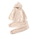 thumbnail image 1 of PatPat 2-piece Toddler Girl/Boy Ear Design Fuzzy Hoodie Sweatshirt and Pants, 1 of 6