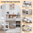 thumbnail image 4 of Kids Study Desk and Chair Set, White Kids Study Table and Adjustable Chair Set with Hutch, Cork Board, Keyboard Tray, 2 Pen Holders, Children School Table Student Desk Computer Desk, 4 of 8