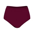 thumbnail image 4 of HNMKIU Women's High Waisted Swimsuit Bottom Full Coverage Bikini Basic Mid Waist Bathing Suit Wine,M, 4 of 4