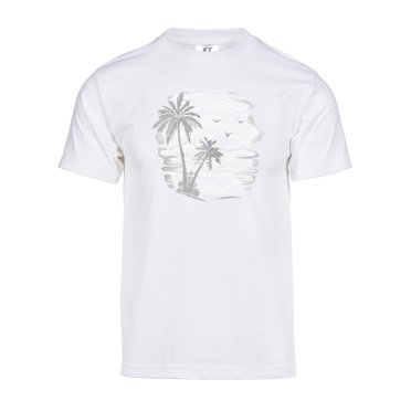 Gravity Trading T-Shirt à Manches Courtes pour Hommes Plage Coucher de Soleil Solaire Magique Changeant - Blanc - 3X-Grand
