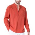 thumbnail image 1 of Cameland Mens Long Sleeve Button T Shirts Casual Plain Pullover Tops Loose Basic Tee, 1 of 2