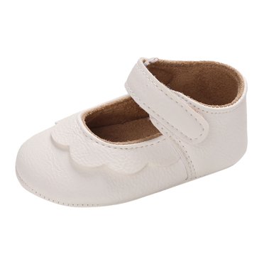 MEZZALL Chaussures de Printemps pour Enfants Bébés Nourrissons Filles Bout Rond Légères Confortables Couleur Unie Simples à Crochet et Boucle Chaussures Classiques, Blanc, 12-18 Mois