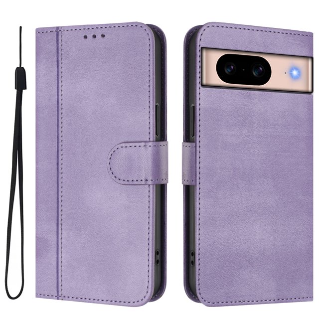 Wallet Phone Case for Google Pixel 8A 360° Protective Flip Cover with Card Slots Kickstand Purple