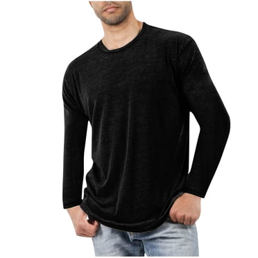 Cameland Men's Tops,Long Sleeve Tshirt for Men Adult Shirts Cotton Tee Crewneck Lightweight Breathable Solid Color Long Sleeved T-Shirts Mens Gift