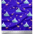 thumbnail image 3 of Soimoi Blue Poly Georgette Fabric Feather & Flamingo Bird Decor Fabric Printed Yard 42 Inch Wide, 3 of 3