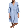 thumbnail image 2 of Weiqiqre Robes pour Femmes, Robes Décontractées Amples à Col en V pour Femmes à Manches 3/4 avec Poche en Solde, 2 of 6
