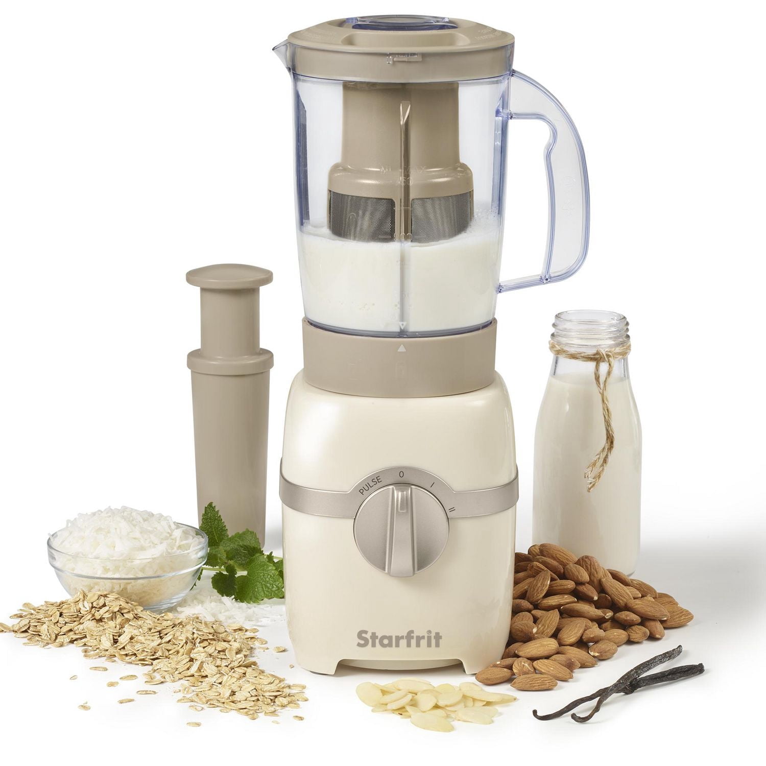 Starfrit Nut Milk & Smoothie Blender – 28oz (828ml) Capacity - Stainless Steel Blade - Removable Filter - Measuring Cap - 300 Watts