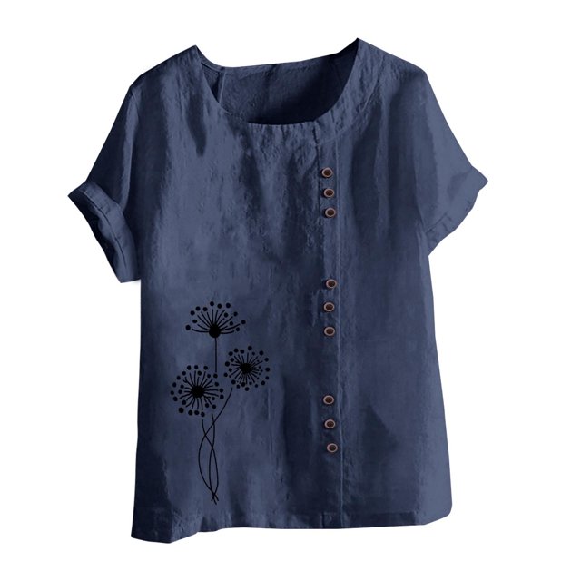Birdeem T-Shirt à Col Rond pour Femme, Estival, Ample, à Imprimé, Manches Courtes, Blouse Décontractée