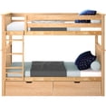 thumbnail image 4 of BEDSMART Solid Wood Twin Over Twin Bunk Bed With Storage | Natural, 4 of 7