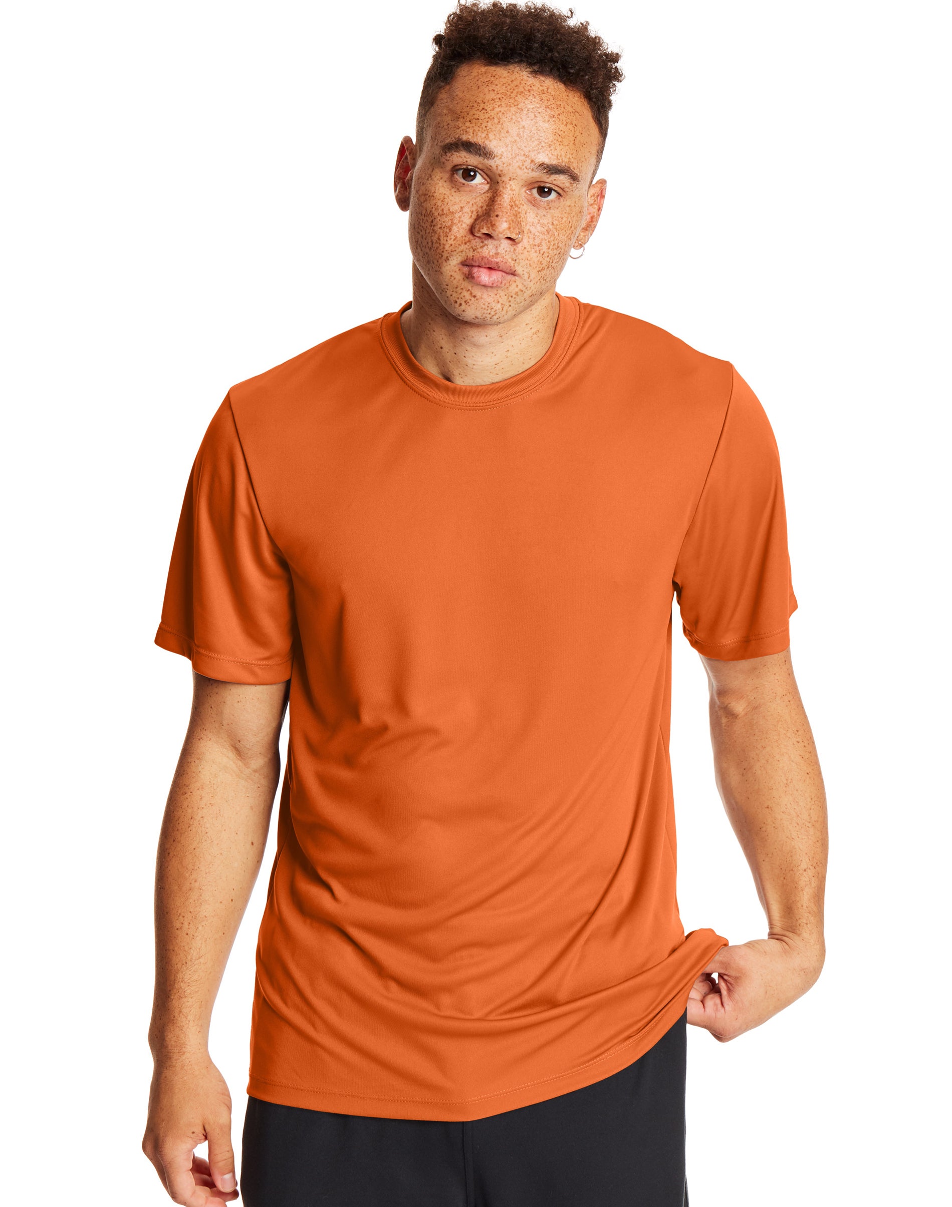 Hanes Mens Sport Cool DRI Performance Tee 2-Pack, L, Safety Orange