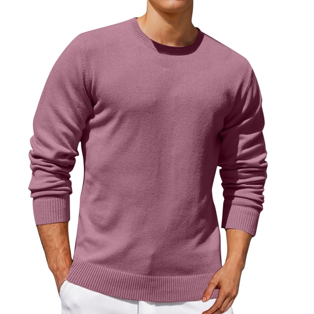 Jalioing Men's Crew Neck Sweaters Casual Basic Long Sleeve Pullover Sweater Fall Winter Solid Color Knit Shirts