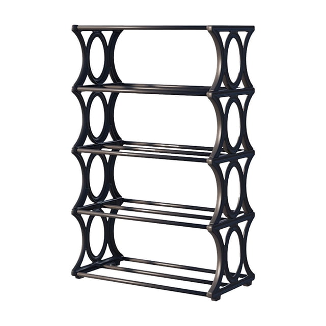 SLYNSHome 5-Tier Shoe Rack Organizer Metal Shelves for Closet Entry Dorm, Easy Assembly No Tools Needed, Sturdy & Ventilated - Black