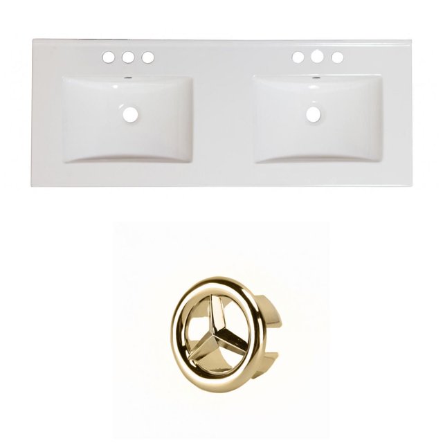 American Imaginations 30-in. W 1 Hole Ceramic Top Set In White Color - Overflow Drain Incl. AI-20960