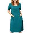 thumbnail image 2 of Gspmoly Robes Grande Taille pour Femmes aux Formes, Mode d'Été pour Femmes Robe Mi-Mollet à Manches Courtes à Col Rond Robe Imprimée Robes de Travail pour Femmes jusqu'à 70 % de Rabais, 2 of 8
