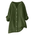 thumbnail image 1 of AherBiu Plus Size Tops for Women Cotton Linen Button down Shirts Causal Long Sleeve Fall Loose Fitting Blouses, 1 of 4
