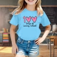 thumbnail image 2 of LUOGENLI T-Shirt pour Filles Enfants Mode Décontractée Imprimé Col Rond Ample Manche Courte T-Shirt Haut Chemises pour Filles Tendance Été Plus Bleu Clair 8-9 Ans, 2 of 4
