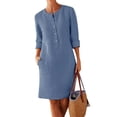thumbnail image 1 of MesaSe Cotton Linen Basic Maxi Dress Boho Style Ladies Crew Neck Half Sleeve Daily Suit, 1 of 9