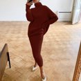 thumbnail image 2 of KIHOUT Womens 2 Piece Outfits Solid Color Long Sleeve Loose High Neck Sweater Tops and Skirt Lounge Set, 2 of 6