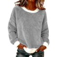 thumbnail image 1 of Chandails d'Automne et d'Hiver Grande Taille pour Femmes, Chandail à Capuchon à Col Rond en Flanelle Uni à la Mode et Décontracté pour Femmes, Chandails à Capuchon Amusants Gris m, 1 of 4