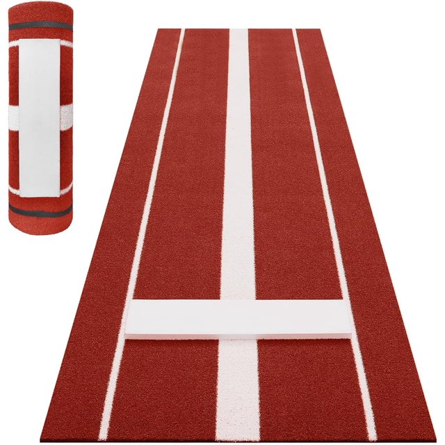 10 x 3 FT Softball Pitching Mat - Anti Slip Turf Practice Mat with Integrated Pitching Mound for Indoor and Outdoor Training