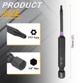 thumbnail image 2 of Uxcell 2pcs TT7 Torx Impact Screwdriver Bit 1/4" Hex Shank 3" Long Magnetic with Hole, 2 of 7