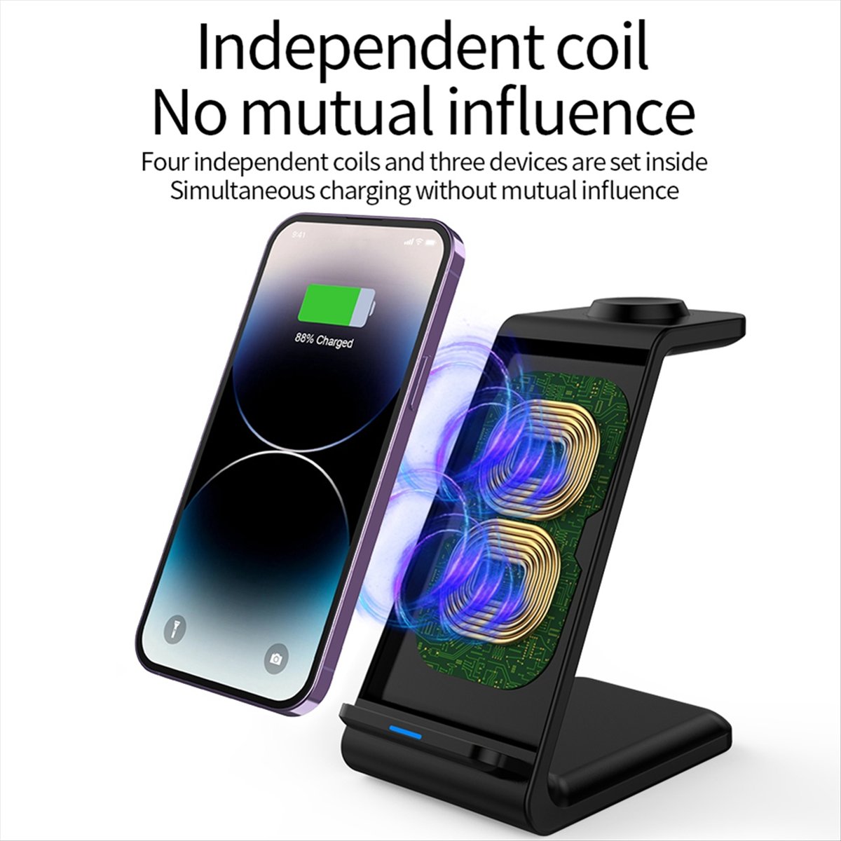 3 in 1 Wireless Charger Watch Earphone Wireless Charger Multi-Function Convenient Wireless Charger,1 x Wireless Charging 1 x Fast Charging Cable 1 x English Manual