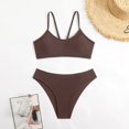 thumbnail image 2 of Womens Swimsuits Summer Beach Solid Color Backless Bikini Split Set Coffee Women's Swimwear L, 2 of 7
