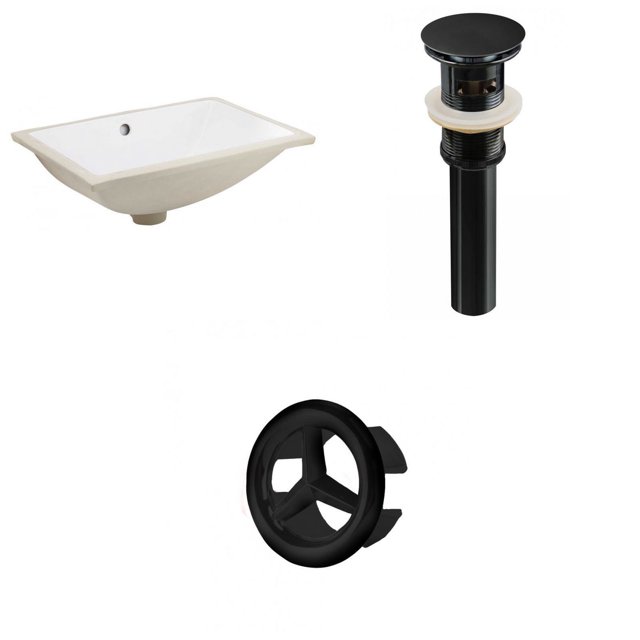 20.75-in. W CSA Rectangle Bathroom Undermount Sink Set In White - Black Hardware - Overflow Drain Incl. AI-20686