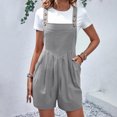 thumbnail image 2 of hoksml Women Overalls Solid Color Pocket Button Sleeveless Jumpsuit Pleated Bodysuit Playsuit Summer Rompers 2025 on Clearance, 2 of 6