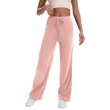 Pink Womens Trousers Pants Sweatpants for Ladies Sport Gym Brunch Jogger Pleated High Leg Flared Wide Leg Basic Long Bootcut Leg Fall Summer Trousers Pants 2025 M
