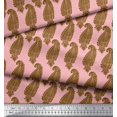 thumbnail image 2 of Soimoi Pink Poly Georgette Fabric Brown Paisley Printed Fabric 1 Yard 42 Inch Wide, 2 of 3