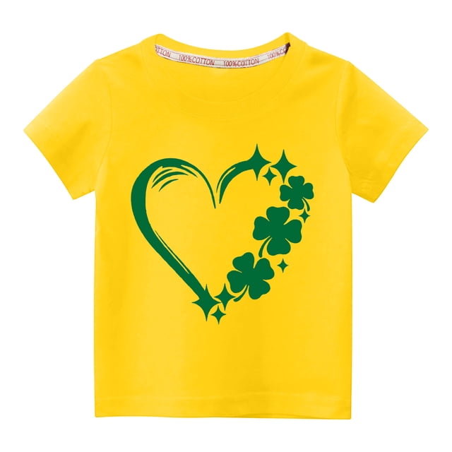 TopLLC St. Patricks Day Chemises pour Femmes Hauts de Sarrau St Patricks Day Tout-Petits Enfants Garçons Filles Mode Mignon Col Rond Imprimé Manches Courtes Haut