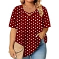 thumbnail image 1 of FcBaudy Hauts pour Femmes, Chemises pour Femmes, Chemisiers et Chemises à Manches Courtes à Col Rond Mode Femme Été Imprimé Grande Taille Chemisiers à Manches Courtes à Col en V Femme Chemisier en Polyester, 1 of 6