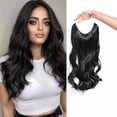 thumbnail image 2 of Synthetic V-shaped Long Curly Water Wave Clips In Hair Extensions Hair Piece, 2 of 8