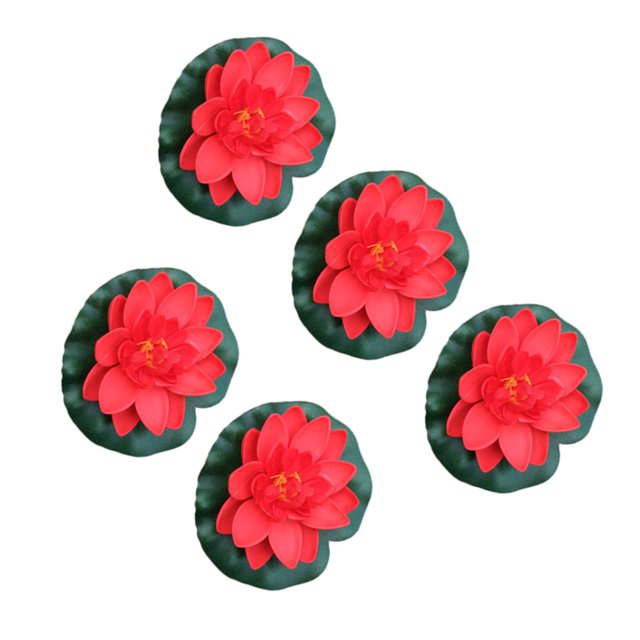 Xingzhi Lotuses en Mousse Flottante Réalistes 5x, Application Grand, Écologiques, Rouge Vif 1Ensemble