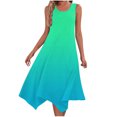 thumbnail image 2 of Ovzne Robes Grande Taille pour Femmes aux Formes Robe pour Femme Robe Dégradée pour Femme Sans Manches Col Ras du Cou à Cordon Décontractée à Volants Jupe Trapèze Mini Robe Maxi Grande Taille Liquidation, 2 of 7