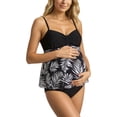 thumbnail image 1 of Gyexs Maternity Athletic Tankini Swimsuits Two Piece Floral Print Ruched Tops with Shorts Black, Size L, 1 of 4