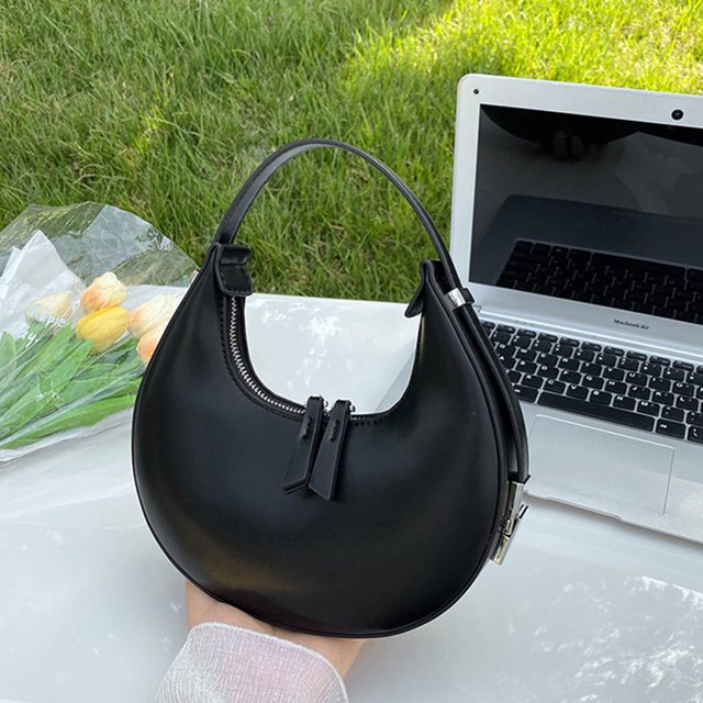 Half Moon Commute Bag Fashion Underarm Hobo Bag Solid Color for Weekend Vacation