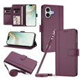 thumbnail image 1 of iPhone 17 Leather Wallet Case, Book Style Cover with Tab Closure, Dark Purple, 1 of 6
