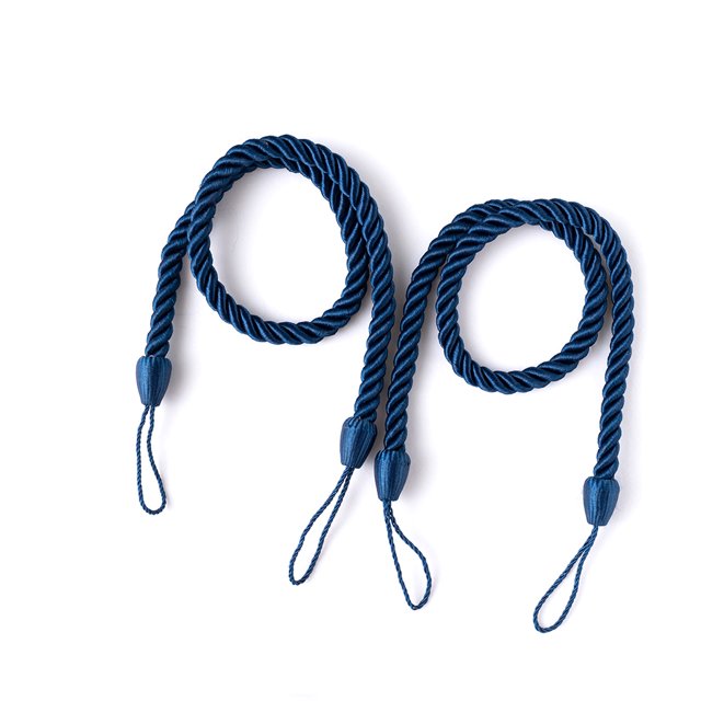 stanreset 1/2/3/5 2 Pieces Household Hotel Polyester Curtain Holdback Living Room Drape Tieback Draperies Decorative Holder Waved Rope Dark Blue 2PCS