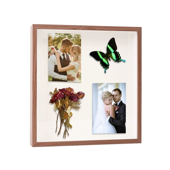 Cadre Photo en Bois Carré Creux Fait à la Main pour Photos 6x8 Pouces, Affichage de Bureau Ou Suspension Murale, Bricolage Rangement de Fleurs Séchées