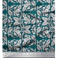 thumbnail image 1 of Soimoi Moss Georgette Fabric Leaves & Floral Block Print Sewing Fabric Yard 42 Inch Wide, 1 of 3