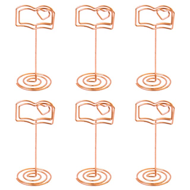 6Pcs Note Clamps Holder Book Shaped Photo Clips Wedding Message Holder